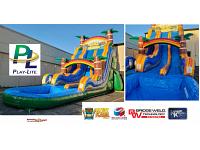 22FT tall Tiki Plunge Double Lane Slide with Deep Pool